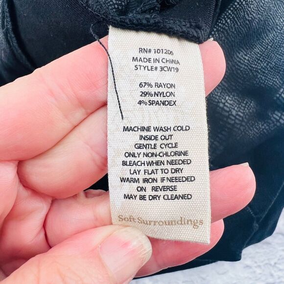 Soft Surroundings‎ Pants Small Petite Black Foil Phyton Charlize Ponte Knit - Picture 4 of 10